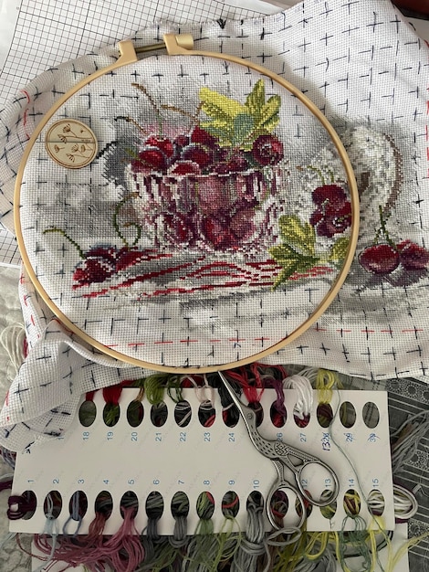 Bordado en tela de lino